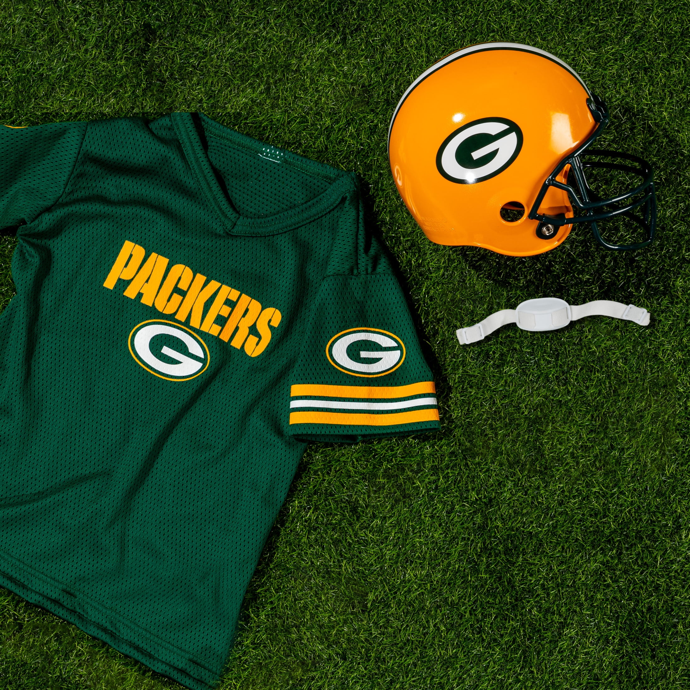 Franklin Sports Green Bay Packers Kids NFL Uniform Set - Youth NFL Team Jersey, Helmet + Apparel Costume - Official NFL Gear -Youth Medium