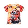 thumbnail image 4 of HWJAD Boys Cool Summer Outfits Set for Toddler Kids Short Sleeve Tee and Shorts 2 Pieces Little Boys Fire Truck Clothes, 4 of 11