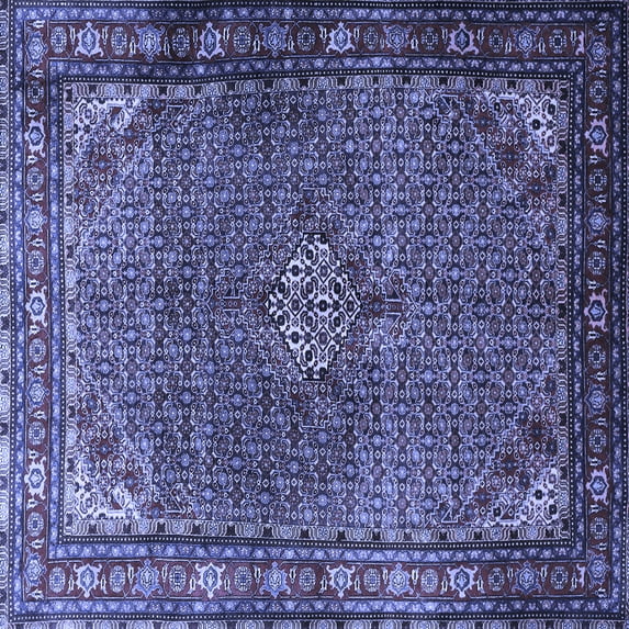 Ahgly Company Machine Washable Indoor Square Persian Blue Traditional Area Rugs, 8' Square