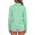 thumbnail image 4 of Qwertyu Women's Long Sleeve Polo Shirts Collared V Neck Golf Shirts Cotton Business Casual Work Tops Mint Green XL, 4 of 5