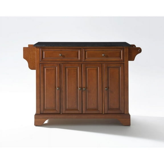 Durable Hardwood Kitchen Island with Elegant Raised Panel Doors and Ample Storage Space - Classic Cherry Finish