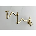 thumbnail image 3 of Kingston Brass KS2107RKZ Wendell Wall Mount Pot Filler Faucet with Knurled Handle, Brushed Brass, 3 of 7