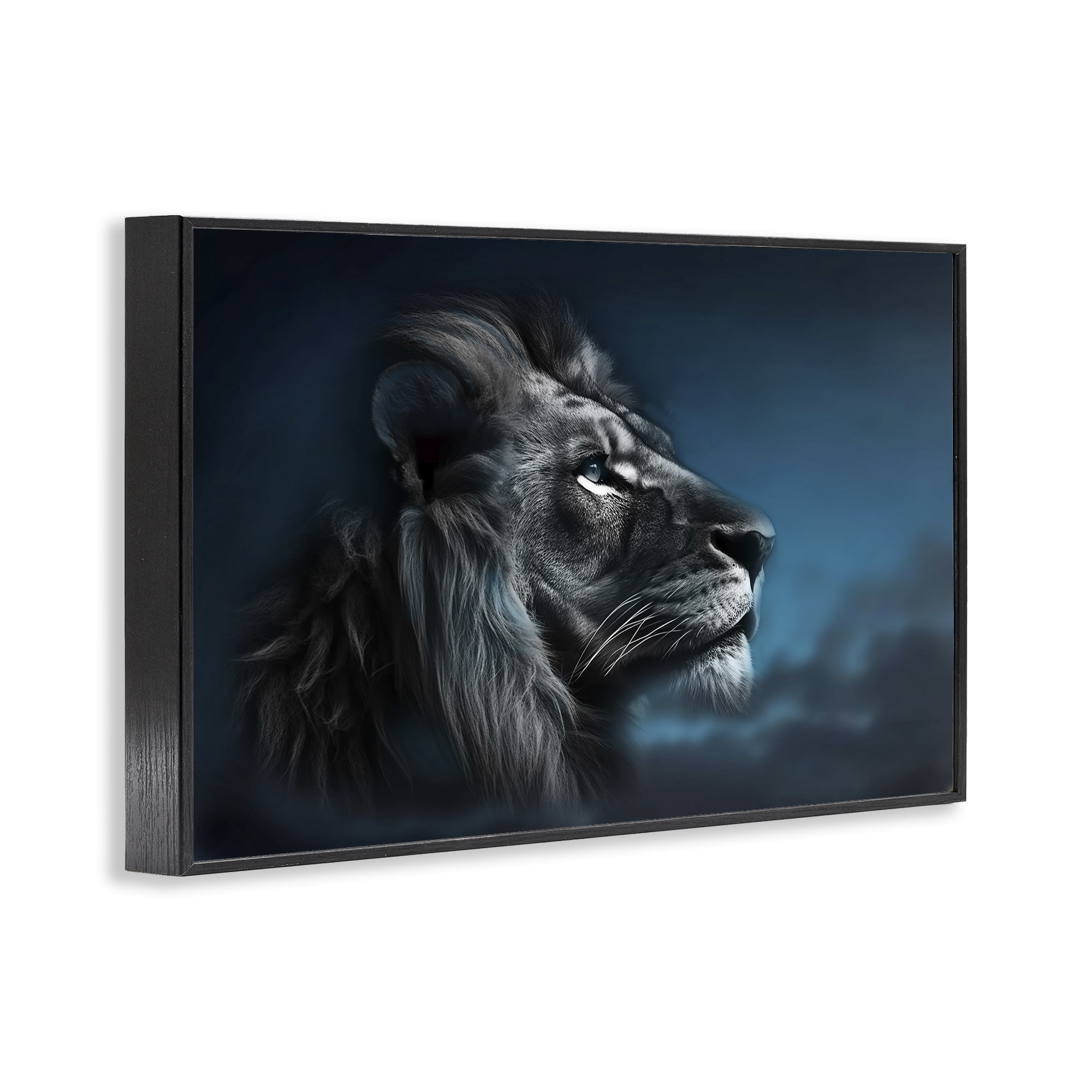 Stupell Industries Intense Gazing Lion Animals & Insects Painting Black Framed Art Print Wall Art, 24 x 16