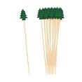 thumbnail image 4 of Christmas Cocktail Picks Bamboo Toothpicks Disposable Fancy Wooden Appetizer Picks Christmas Food Picks for Cake, Cane ,Party Green Tree 50pieces, 4 of 10