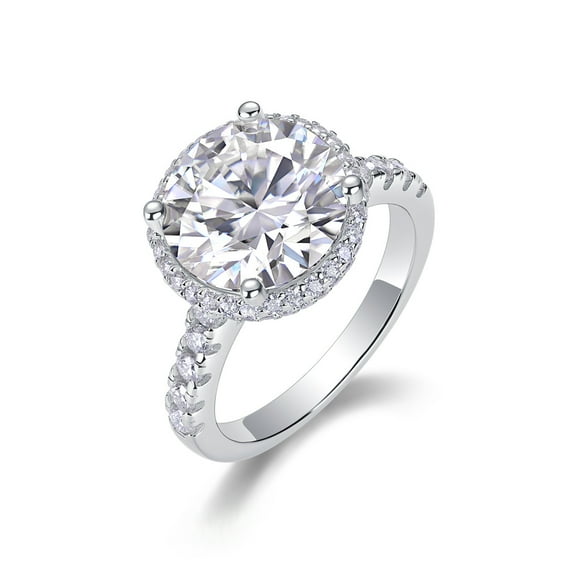 CKT S925 Sterling Silver Ring Plated with 18K White Gold, Featuring a 5 Carat Moissanite Stone for Women's Diamond R15178