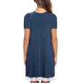 thumbnail image 4 of Bigersell Wedding Guest Dresses for Women Casual Solid Round Neck Lace Patchwork Short Sleeve Pockets Dress Maxi Dress for Female Women's Plus Sheath Dresses, Style 2722, Navy XL, 4 of 5