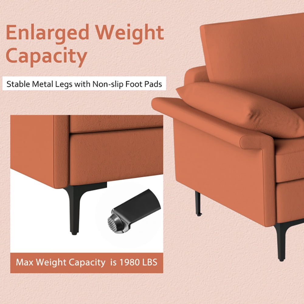 Finihen Sectional Sofa Couch, 3-Seat Sofa, Large 3-Seat Sofa Sectional with Metal Legs for 3-4 people, for Living Room, Bedroom, Rust Red Finihen Sectional Sofa Couch, 3-Seat Sofa, Large 3-Seat Sofa Sectional with Metal Legs for 3-4 people, for Living Room, Bedroom, Rust Red