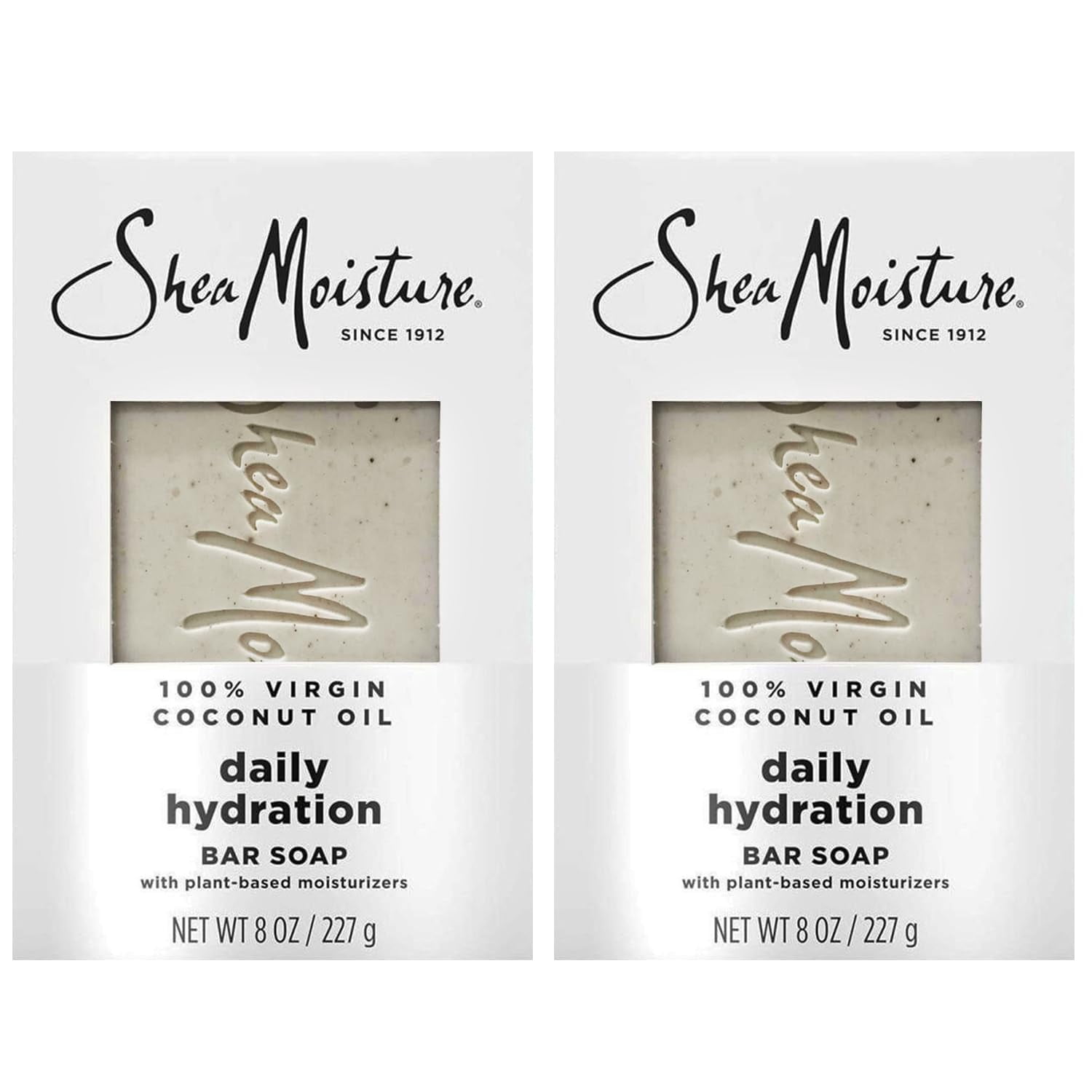 SheaMoisture Bar Soap 100% Virgin Coconut Oil - Daily Hydrating Body Wash Bar Soap with Plant-Based Moisturizers to Nourish and Replenish Skin - 8 oz. Bar 2 Pack
