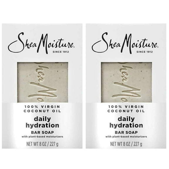 SheaMoisture Bar Soap 100% Virgin Coconut Oil - Daily Hydrating Body Wash Bar Soap with Plant-Based Moisturizers to Nourish and Replenish Skin - 8 oz. Bar 2 Pack