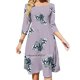 thumbnail image 1 of Vestido de verano elegante con cuello cuadrado y estampado halter de Daisy Beatrice Moth para mujer, color azul marino y lila, 1 of 6