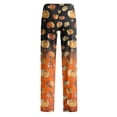 thumbnail image 5 of Halloween Pajama Pants for Women, Cute Funny Pumpkin Print Pajamas, Casual Elastic Waist Palazzo Pants Fall Pajamas, 5 of 5
