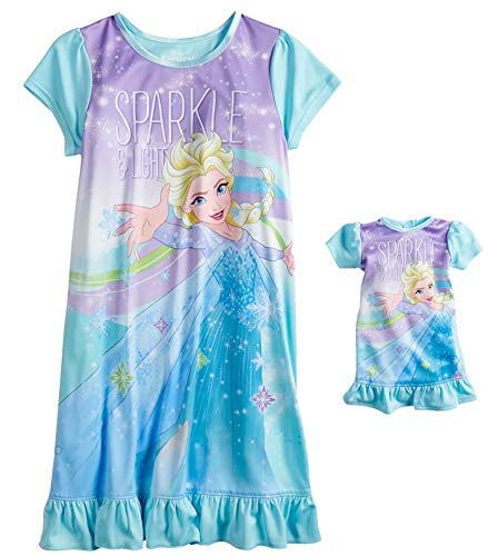 Disney Frozen Toddler Girls Nightgown w/  Doll Gown NWT Elsa & Anna   3T 