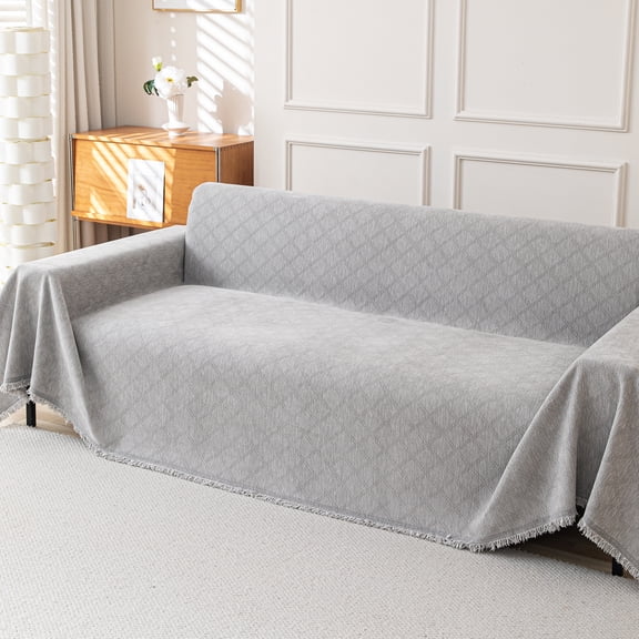 Jessy Home Sofa Cover Slipcover Couch Cover Protector Durable Multi-Function Furniture Cover for Pets Dogs Cats Home Decor Sofa Covers for Living Room 71"x 134"Light Gray