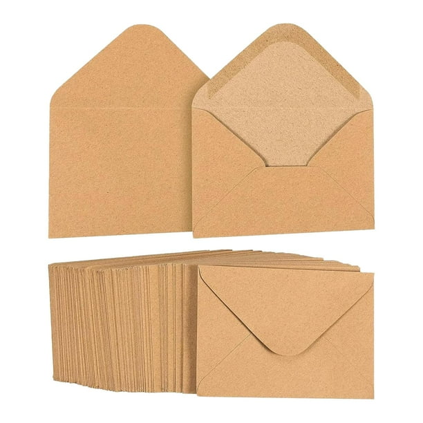 100 mini fundas para sobres, autosellantes, marrones, fundas para tarjetas de felicitación 158 cm x 108 cm