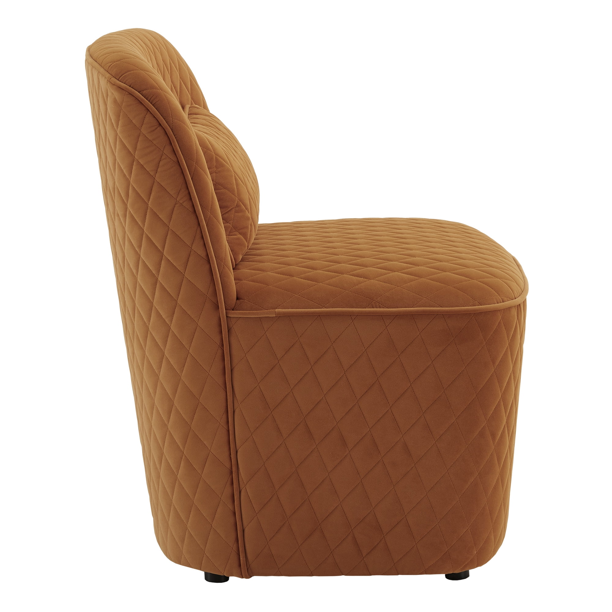Weston Home Milner Quilted Diamond Fabric Accent Chair with Ottoman, Orange