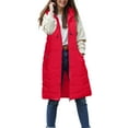thumbnail image 6 of larppty Women Lightweight Puffer Vest Long Winter Coat Zip Up Quilted Jackets Hooded Sleeveless Plus Size Warm Vest (Red, XL/L), 6 of 6