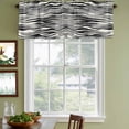 thumbnail image 3 of Beige Black Stripe Curtain Valances for Windows, Kitchen Valance Window Treatments Panel 2 Pack, Modern Abstract Wave Striped Rod Pocket Short Curtains for Bathroom Bedroom 42 x 18 Inch, 3 of 8