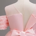 thumbnail image 4 of Zpanxa Girls Summer Dress Kid's formal Princess Dress Solid Short Sleeve Round Neck Party Dance Dresses Pink 3 Years, 4 of 6