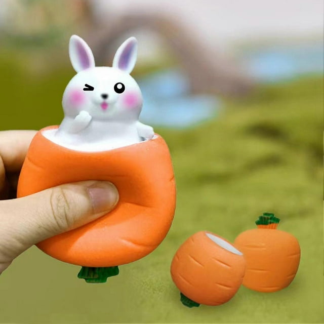 Easter Carrot Rabbit Shape Fidget Toys Funny Squeeze Toys Decompression Sensory Toys Boredom Stress Relief Toys For Kids Adults