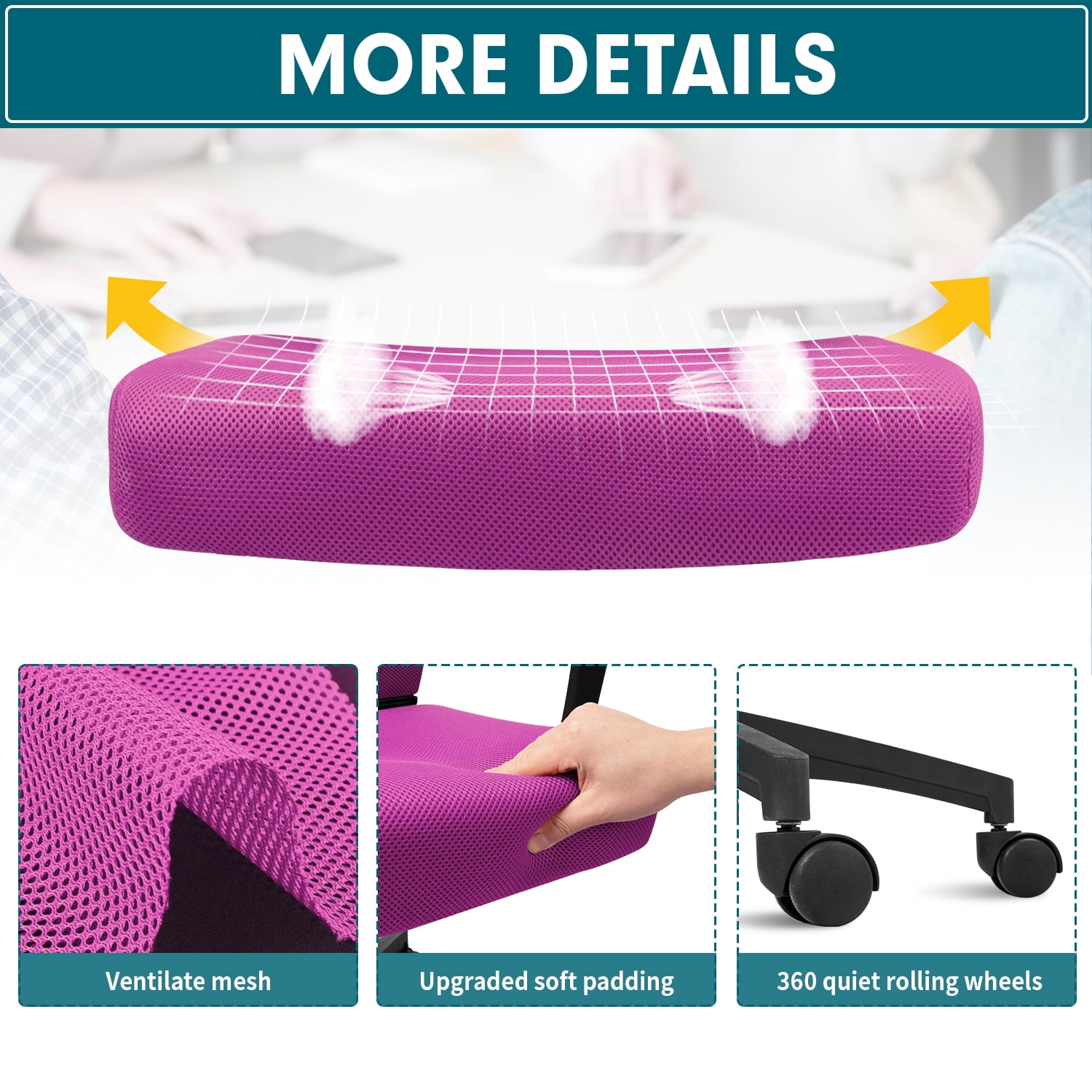 Lacoo Mid-back Mesh Office Chair Desk Chair Computer Task Chair with Lumbar Support and Armrest(Pink)