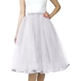 thumbnail image 3 of BiZtdJrK Womens Tulle Tutu Skirts Mesh Elastic High Waisted Pleated Midi Skirts Fashion Prom Dancing Party Skirts White Free Size, 3 of 8