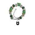 thumbnail image 2 of Silvertone Black Enamel Lock with Clear Crystals Green Christmas Bead Bracelet, 2 of 4