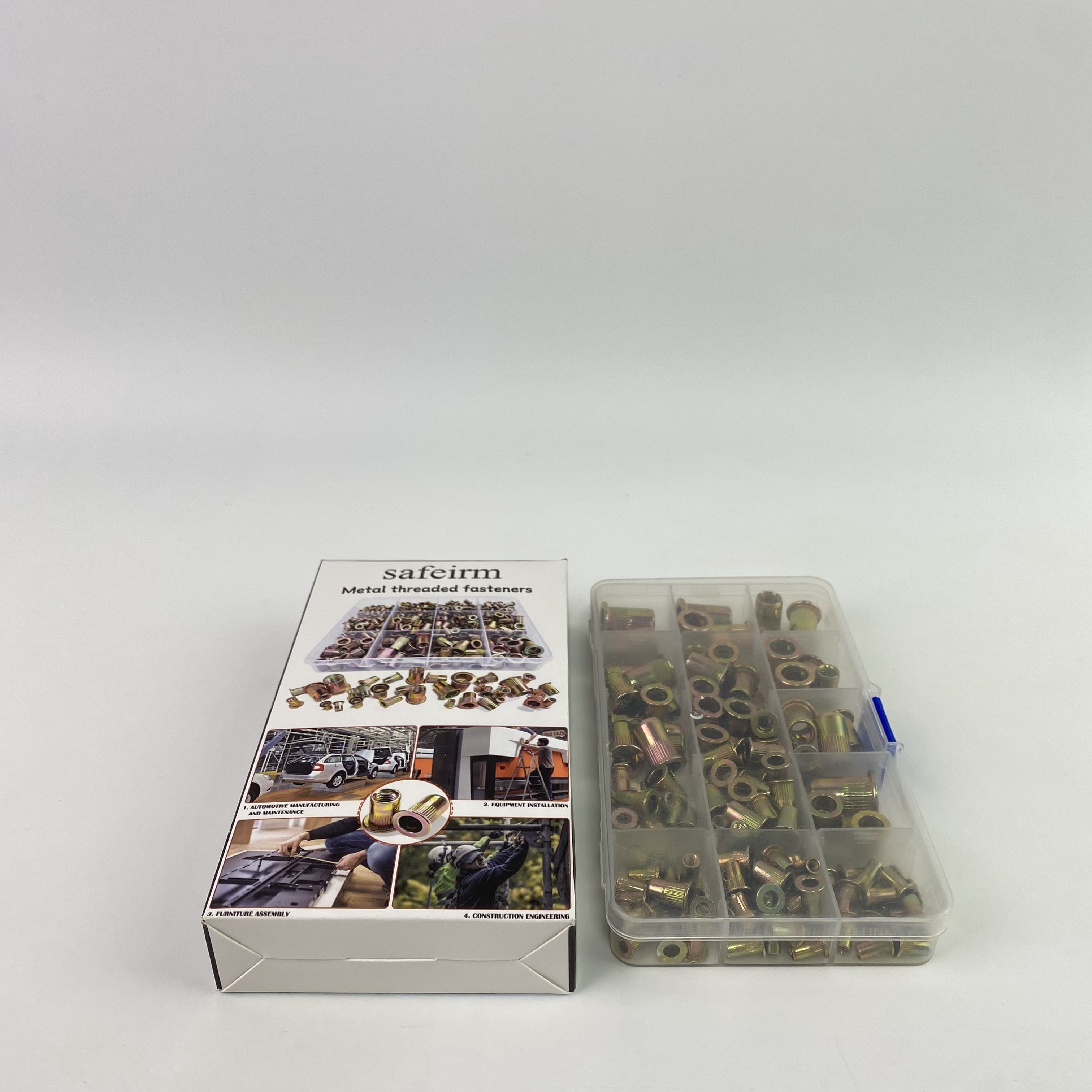 safeirm Metal threaded fasteners,Rivet Nut Kit, 470Pcs SAE & Metric UNC Rivet Nut, Zinc Plated Carbon Steel Rivnut Threaded Inserts Assortment Set Nutserts, Sizes 6-32 8-32