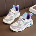 thumbnail image 5 of ZHOGXU Big Kids Girls Sneakers Soft Sole Non Slip Color Block Lace Up Breathable Comfortable Lightweight Sports Shoes For Casual Daily Wear Purple 32, 5 of 9