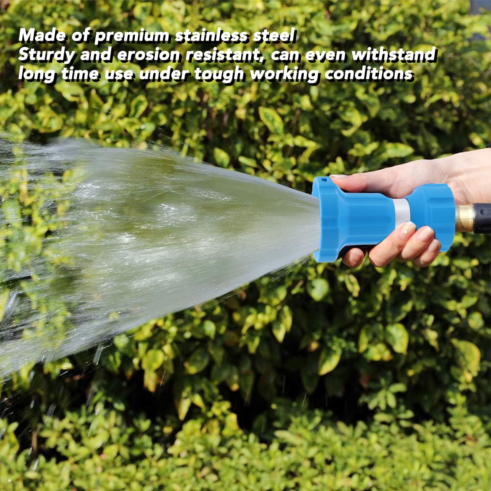 M Buder Garden Hose Nozzle Stainless Steel Fireman Style Heavy Duty Sprayer, High Pressure Adjustable Flow Spray for Plants Watering Car Pet Washing (4.33 x 2.56 x 2.16 in / 11 x 6.5 x 5.5 cm)