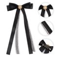 thumbnail image 4 of Mutmorningal Black Pre-Tied Bow Tie Elegant Collar Pin Ribbon Bowtie Clothes Accessory (05), 4 of 10