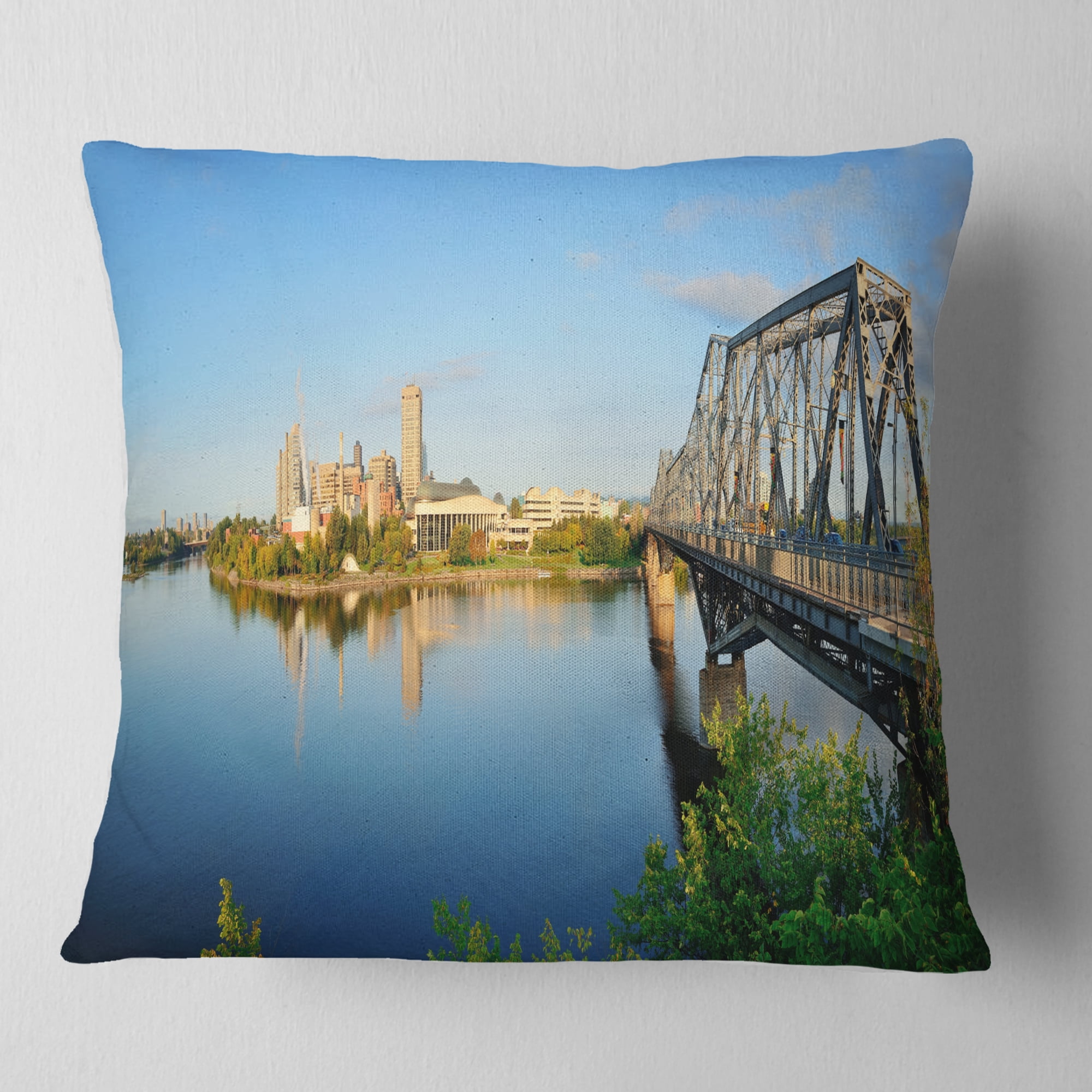 Designart Ottawa Morning Panorama - Cityscape Photo Throw Pillow - 18x18
