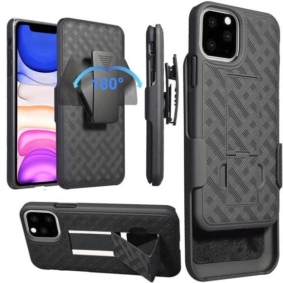 Belt Clip Holster Holder Rugged Full Body Shockproof Armor 2 in1 180 Degree Rotating Kickstand Case Cover For iPhone 12/12 Pro 6.1 inch