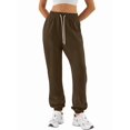 thumbnail image 3 of Sweatpants Women Fall Fashion Baggy Joggers Workout Lounge Comfy High Waisted Athletic Sweat Pants Dark Brown XXXL, 3 of 7