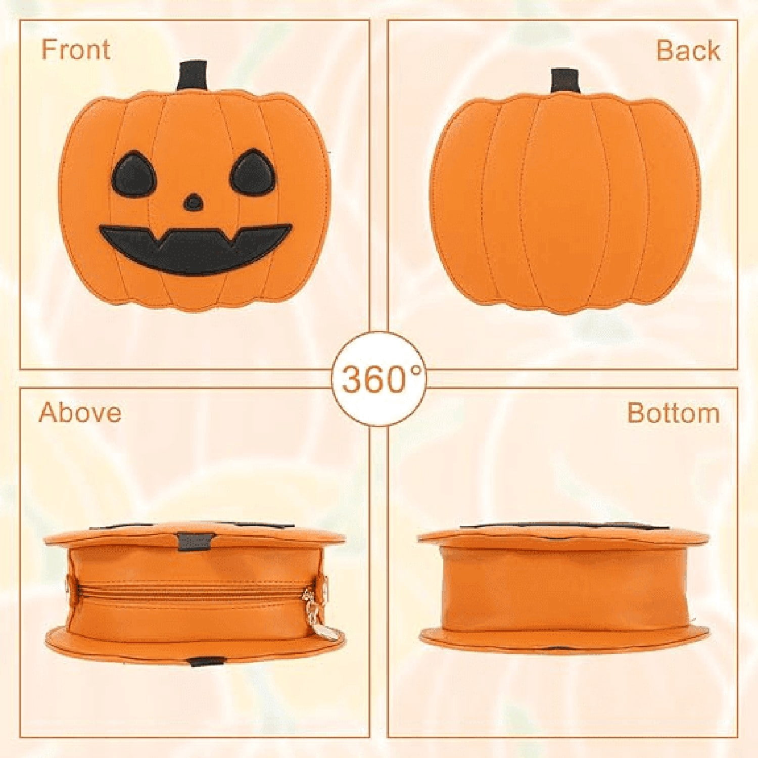 Halloween Pumpkin Crossbody Bag PU Leather Shoulder Purse for Women