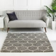 thumbnail image 3 of Unique Loom Trellis Shag Collection Area Rug - Ruby (10' Square Gray/Ivory), 3 of 10