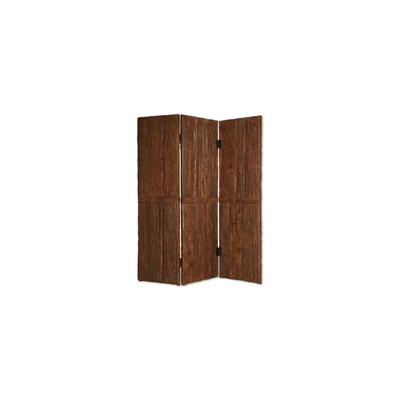 Wooden Foldable 3 Panel Room Divider with Plank Style, Small, Brown