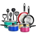 thumbnail image 1 of Nutrichef 15 Piece Nonstick Kitchen Pot Pan Utensil Cookware Set Multicolor, 1 of 4