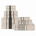 thumbnail image 2 of Superior Sadie Zero Twist Cotton Floral 9 Piece Towel Set, Ivory, 2 of 10