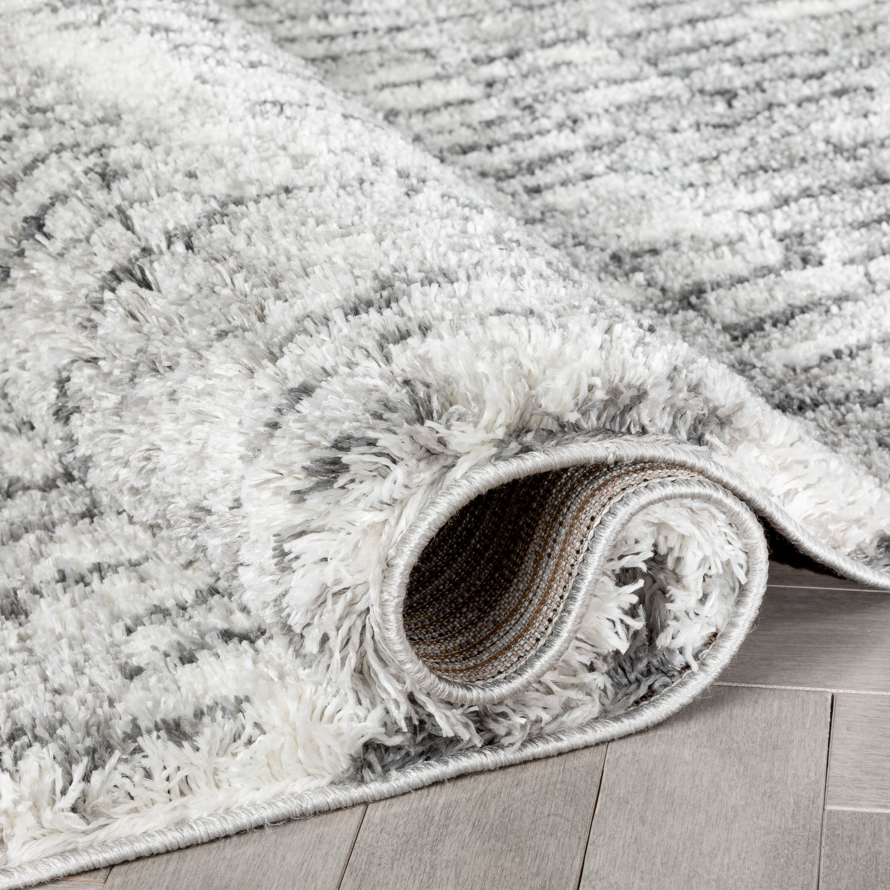 Well Woven Celeste Sintra Modern Shag Geometric Ivory Thick 3'11" x 5'3" Area Rug