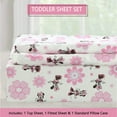 thumbnail image 3 of Pink Minnie Mouse Floral 3 Piece Cotton Toddler Sheet Set, 3 of 5