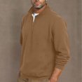 thumbnail image 4 of Aimik Hanes Men's Quarter Zip Sweatshirt Sherpa Lined Fleece Zipper Pullover Heavyweight Winter Warm Cotton Sweater-Khaki XL, 4 of 6