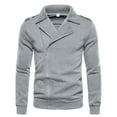 thumbnail image 4 of WMTBSRSW Mens Fashion Zip up Jackets Stylish Fall Long Sleeve Lapel Coat Lightweight Slim Fit Solid Casual Outwear Gray XXXL, 4 of 8