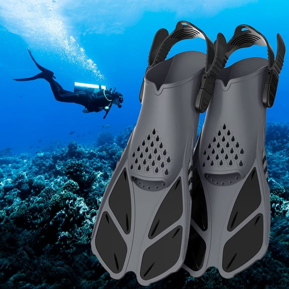 Travel Snorkel Fins, Short Swim Fins with Adjustable Buckles & Open Heel - Anti-Slip Lace-Up Design for Adults Men & Women, Perfect for Snorkeling, Diving & Swimming