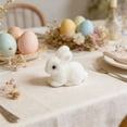 thumbnail image 4 of SLYNSHome Easter Rabbit Decorations,White Flocked Bunny Spring Table Centerpieces Easter Rabbit Figurines for Home Party Office, 4 of 7
