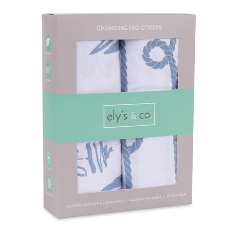 UPC: 0851490007884 | Changing Pad Cover Set | Cradle Sheet Set 100% Cotton Jersey Knit 2 Pack Blue Nautical Print