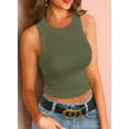 thumbnail image 4 of Vafful Summer Crop Tanks for Women Cropped Tops Cami Top Shirt Ribbed Racerback Blouses Top Tee Army Green Large, 4 of 8