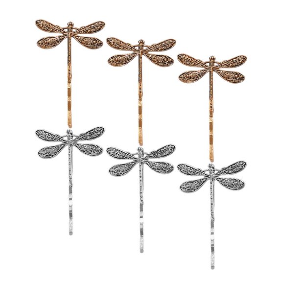 LOLIPPYY Vintage Dragonfly Hair Clips, 6 Pieces Assorted Color Metal Decorative Hair Accessories for Women and Girls