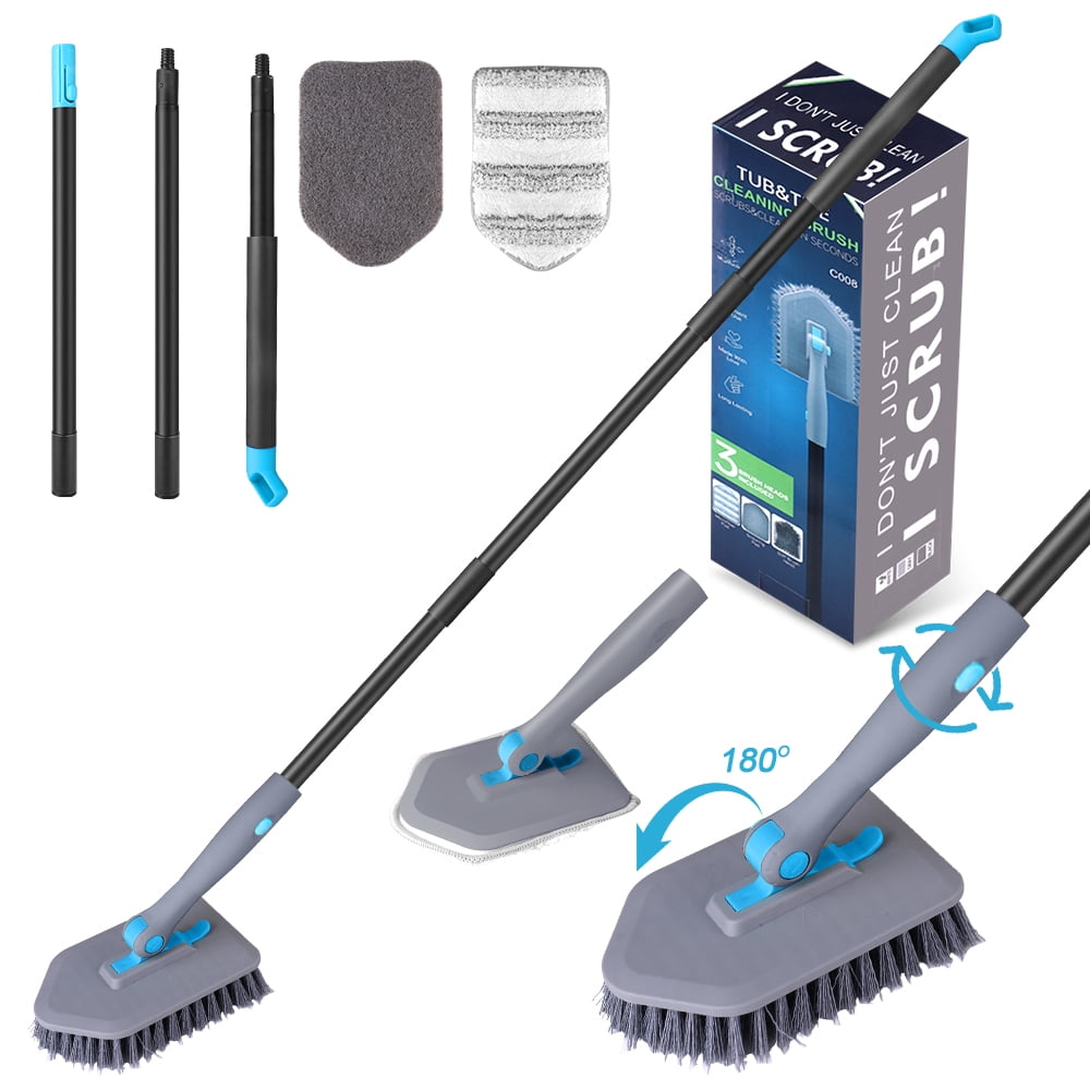 Amilu Tub and Tile Scrubber Brush with 50.4'' Extendable Long Handle