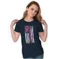 thumbnail image 3 of Breast Cancer Pink Line American Flag Womens Fitted Plus Size Graphic Tee Brisco Brands 3X, 3 of 5