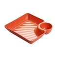 thumbnail image 2 of Chip Dip Serving Platter Set, Plastic Dumpling Plates with Sauce Compartment, Small Dip Tray for Appetizer, Taco Salsa, Fruit, Charcuterie, Square Serving Dish Sushi Plates, 2 of 3